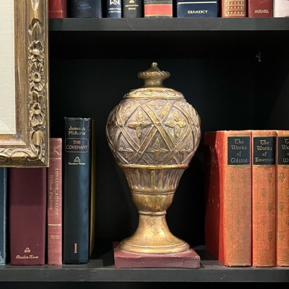 Sterling Industries Gold Ceramic Lidded Urn